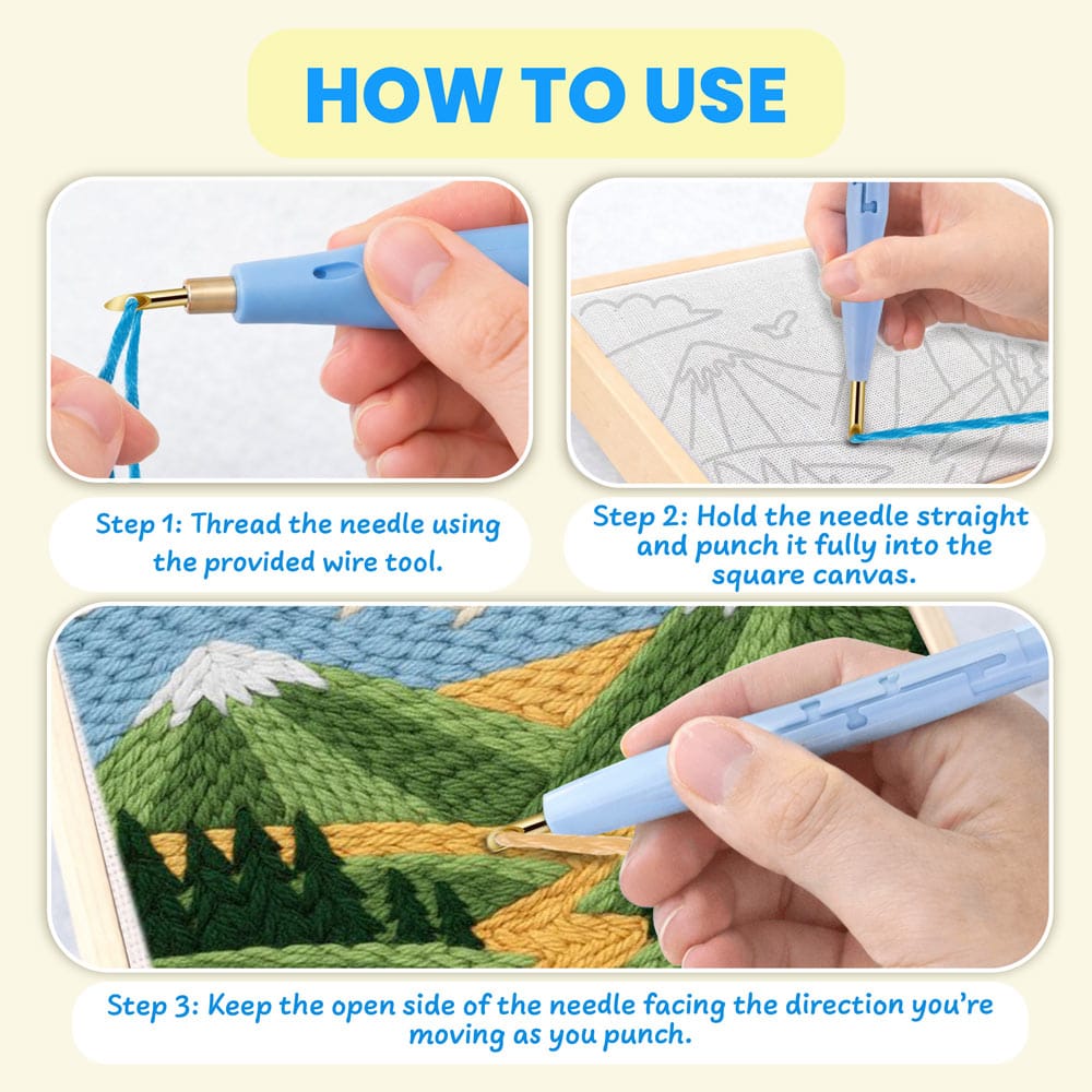 Painting By Numbers Kits 9.8" x 9.8" (25x25cm) Sunny Village - Punch Needle Kit