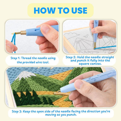 Painting By Numbers Kits 9.8" x 9.8" (25x25cm) Sunny Village - Punch Needle Kit