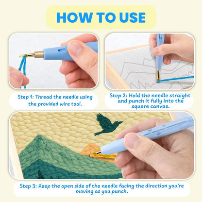 Painting By Numbers Kits 9.8" x 9.8" (25x25cm) Mountain Lake - Punch Needle Kit