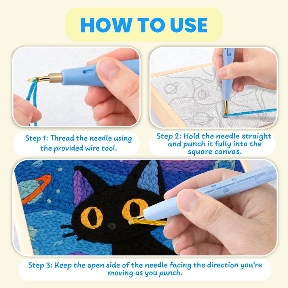 Painting By Numbers Kits 9.8" x 9.8" (25x25cm) Black Cat - Punch Needle Kit