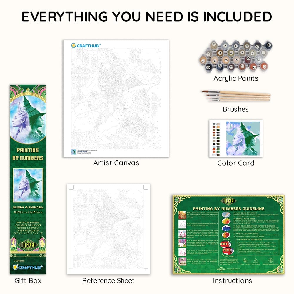 Painting By Numbers Kits 19.7" x 11" (50x28 cm) Glinda & Elphaba - Paint By Numbers Kit