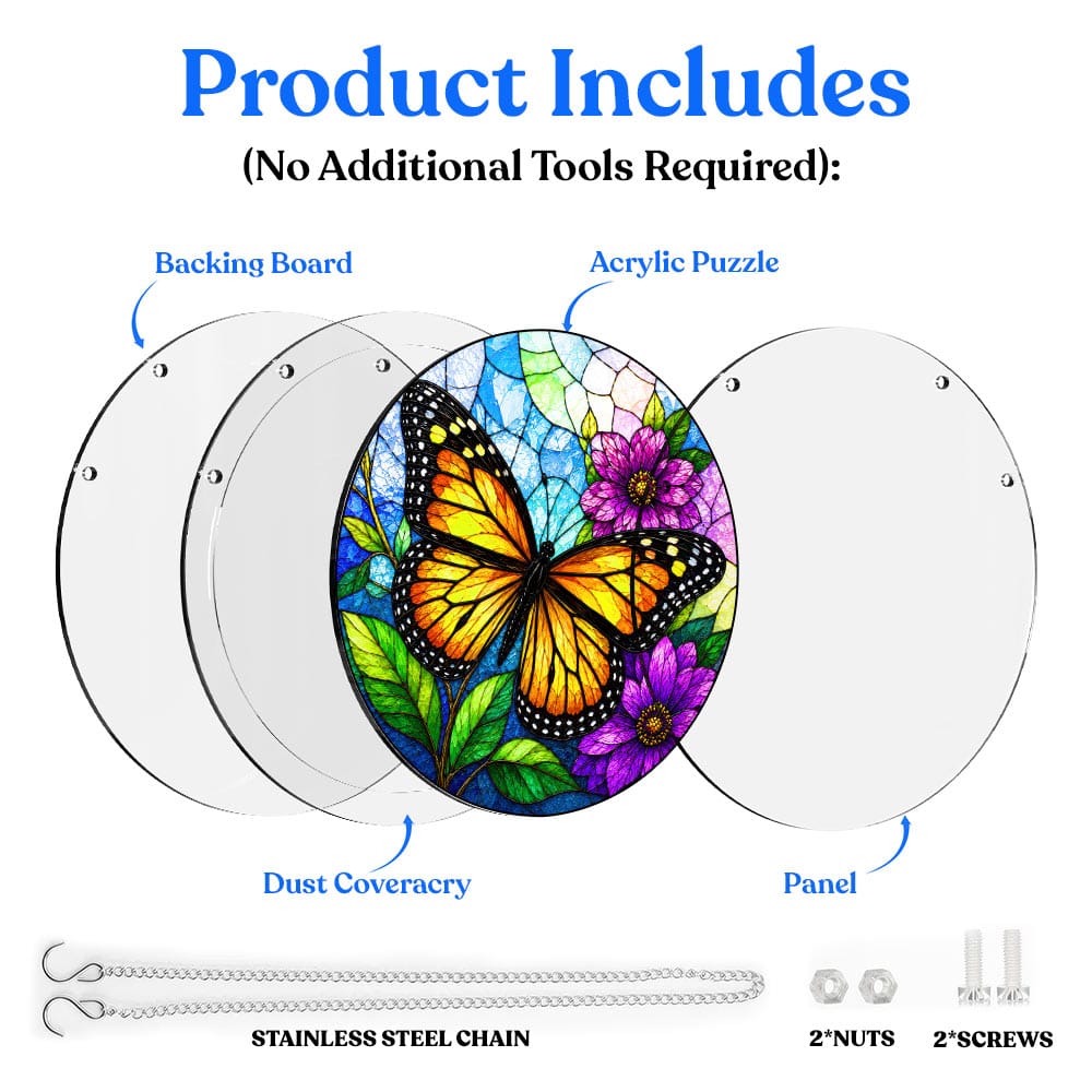 Acrylic Jigsaw Puzzle Acrylic Jigsaw Puzzle Suncatcher - Monarch Butterfly