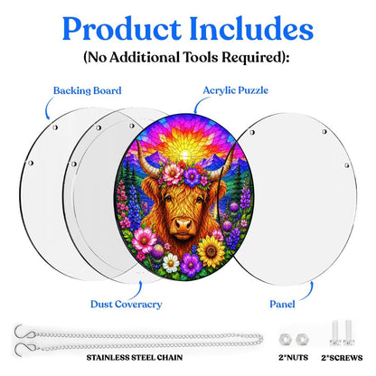 Acrylic Jigsaw Puzzle Acrylic Jigsaw Puzzle Suncatcher - Highland Cow