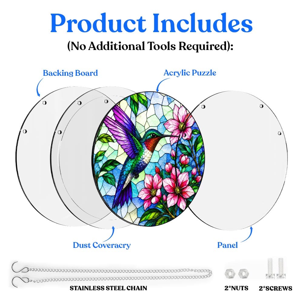 Acrylic Jigsaw Puzzle Acrylic Jigsaw Puzzle Suncatcher - Blooming Hummingbird