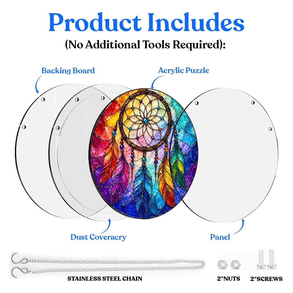 Acrylic Jigsaw Puzzle Rainbow Dreamcatcher - Acrylic Jigsaw Puzzle