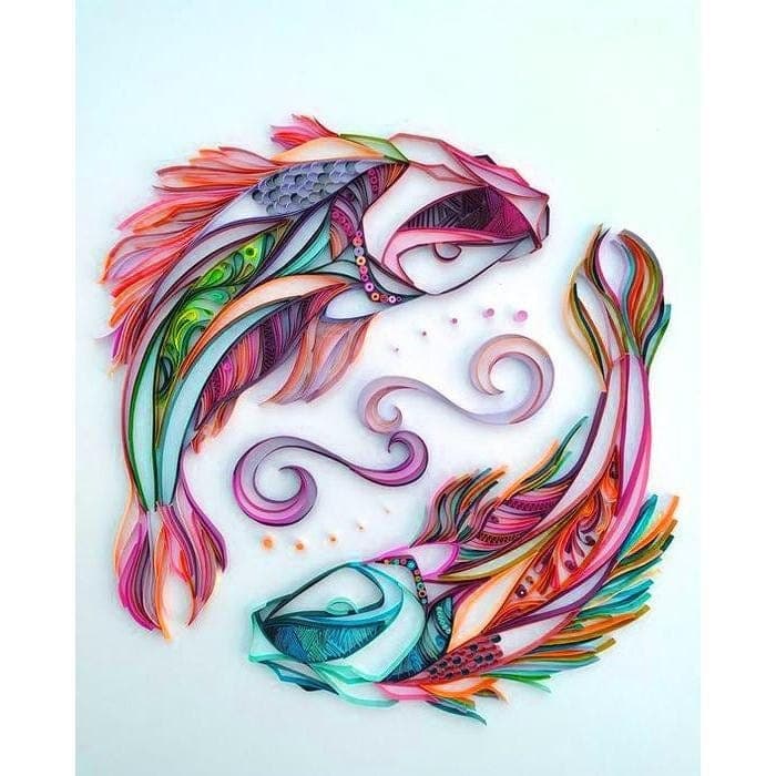 Quilling Art S – 20x25 cm (8x10 inches) Filigree Painting Kit - Double Fish
