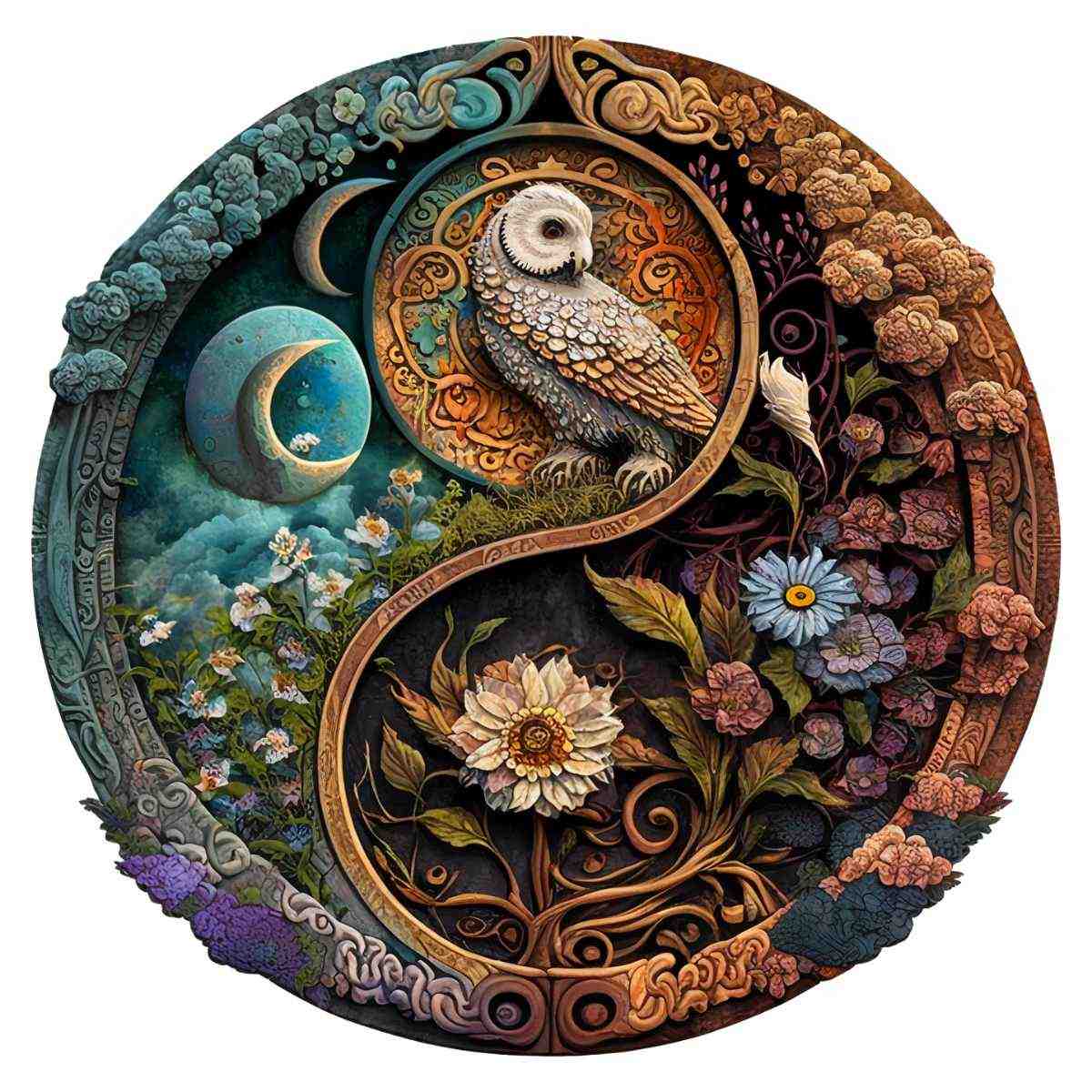 Animal Jigsaw Puzzle > Wooden Jigsaw Puzzle > Jigsaw Puzzle A5 Flower & Bird Yin Yang - Jigsaw Puzzle