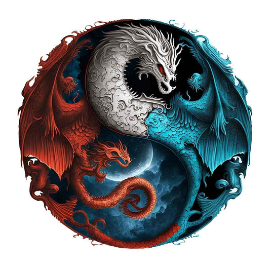 Animal Jigsaw Puzzle > Wooden Jigsaw Puzzle > Jigsaw Puzzle A5 Dragons Yin Yang - Jigsaw Puzzle