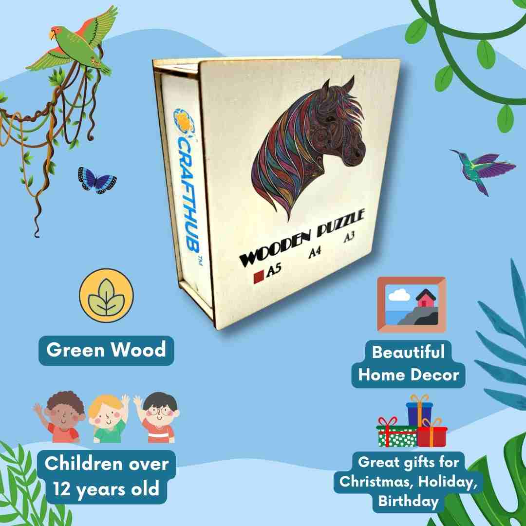 A3+Wooden Box Color horse - Jigsaw Puzzle