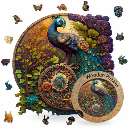 Animal Jigsaw Puzzle > Wooden Jigsaw Puzzle > Jigsaw Puzzle A3+Wooden Box Peacock Yin Yang - Jigsaw Puzzle
