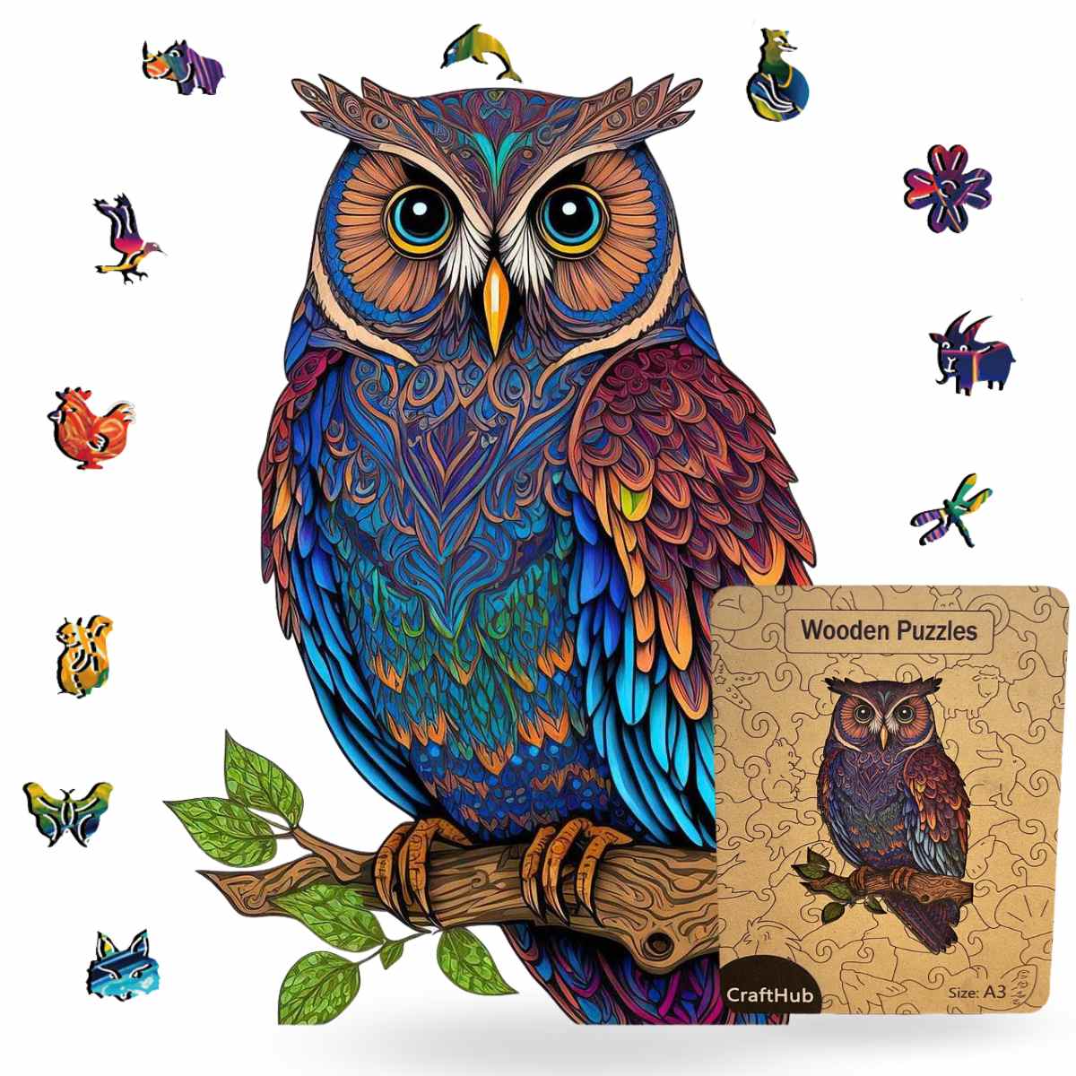 Animal Jigsaw Puzzle > Wooden Jigsaw Puzzle > Jigsaw Puzzle A3+Wooden Box Wisdom Owl - Jigsaw Puzzle