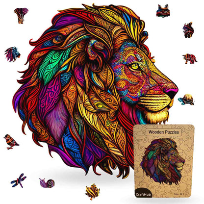 Animal Jigsaw Puzzle > Wooden Jigsaw Puzzle > Jigsaw Puzzle A3+Wooden Box Majestic Lion - Jigsaw Puzzle