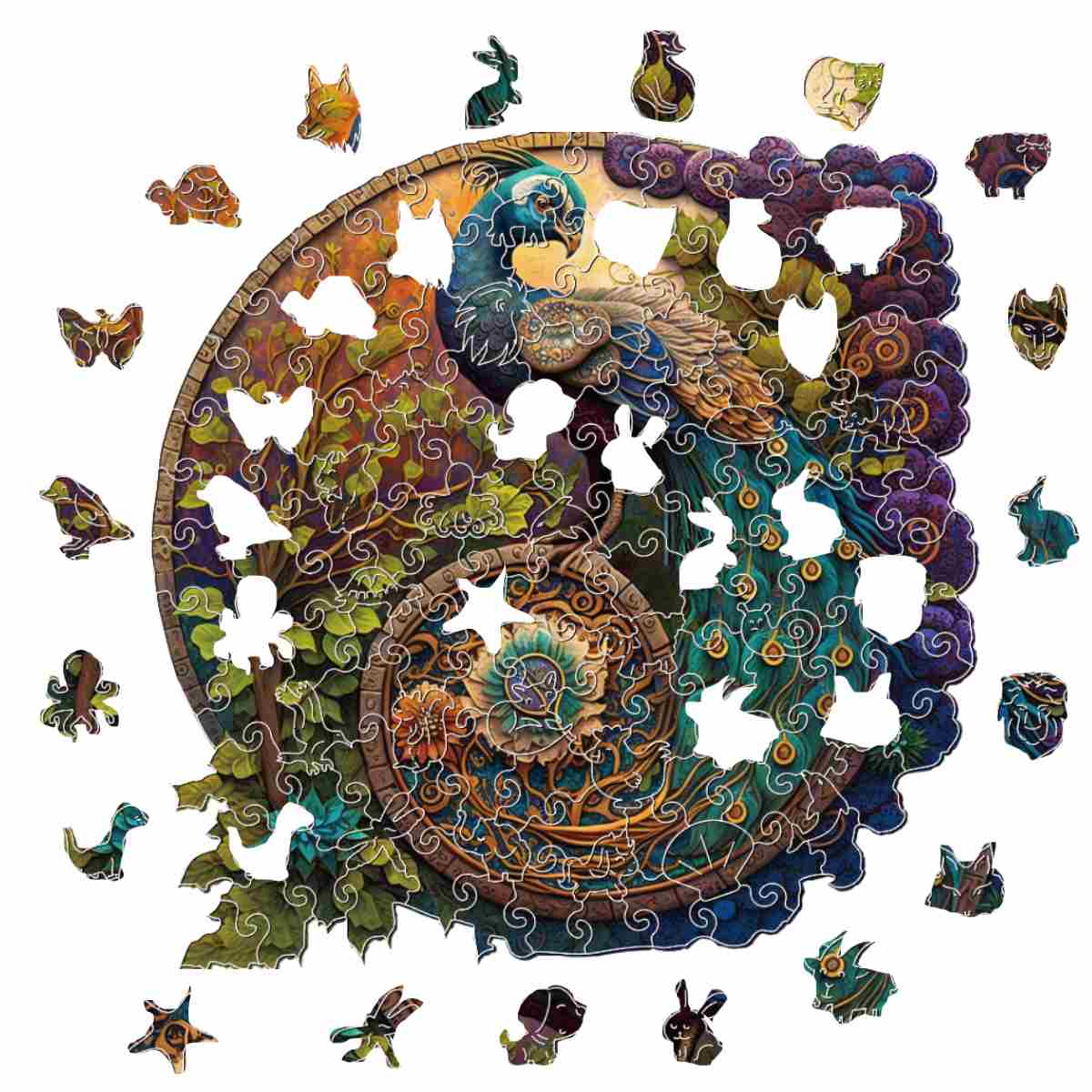 Animal Jigsaw Puzzle > Wooden Jigsaw Puzzle > Jigsaw Puzzle Peacock Yin Yang - Jigsaw Puzzle