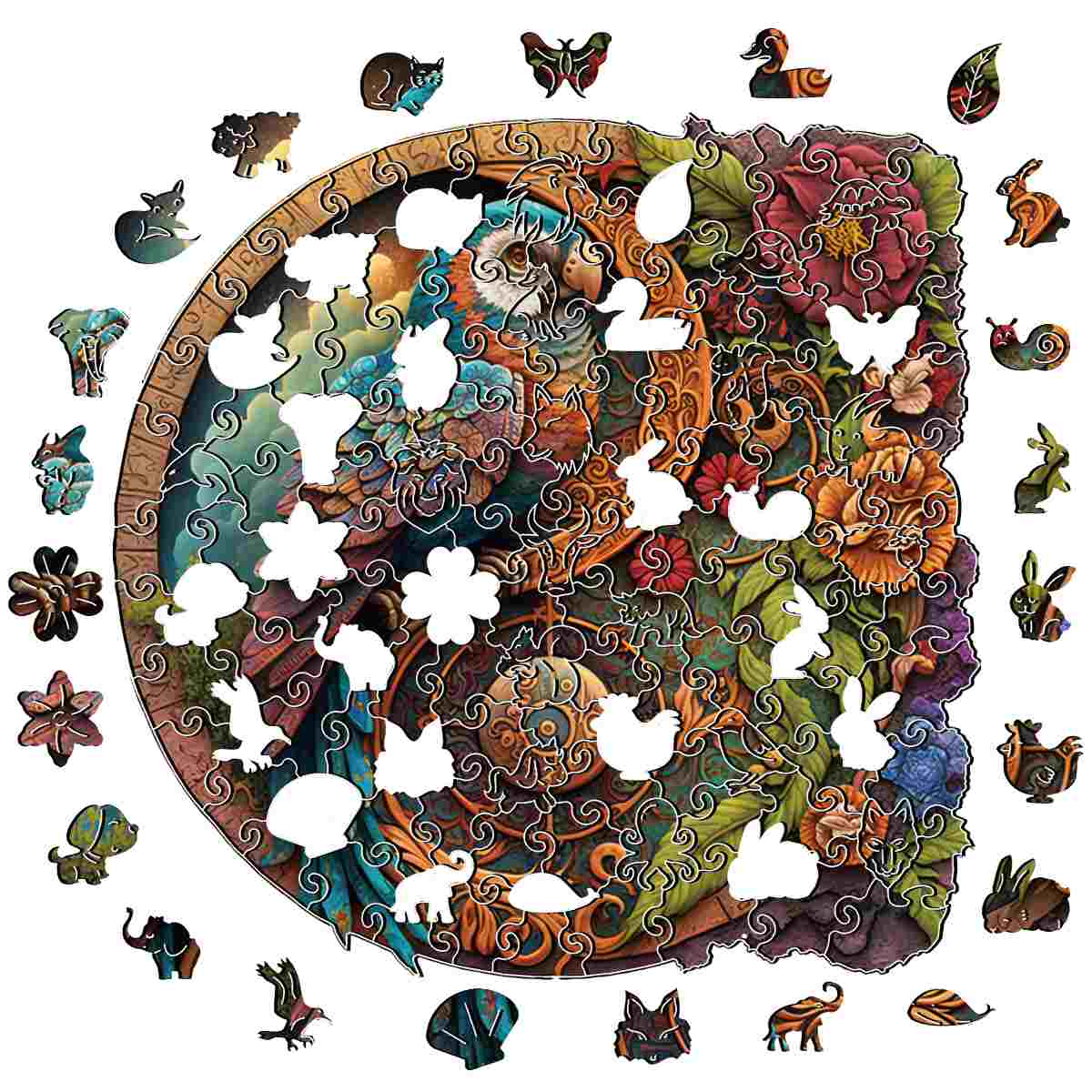 Animal Jigsaw Puzzle > Wooden Jigsaw Puzzle > Jigsaw Puzzle Parrot Yin Yang - Jigsaw Puzzle