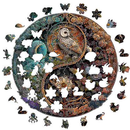 Animal Jigsaw Puzzle > Wooden Jigsaw Puzzle > Jigsaw Puzzle Flower & Bird Yin Yang - Jigsaw Puzzle